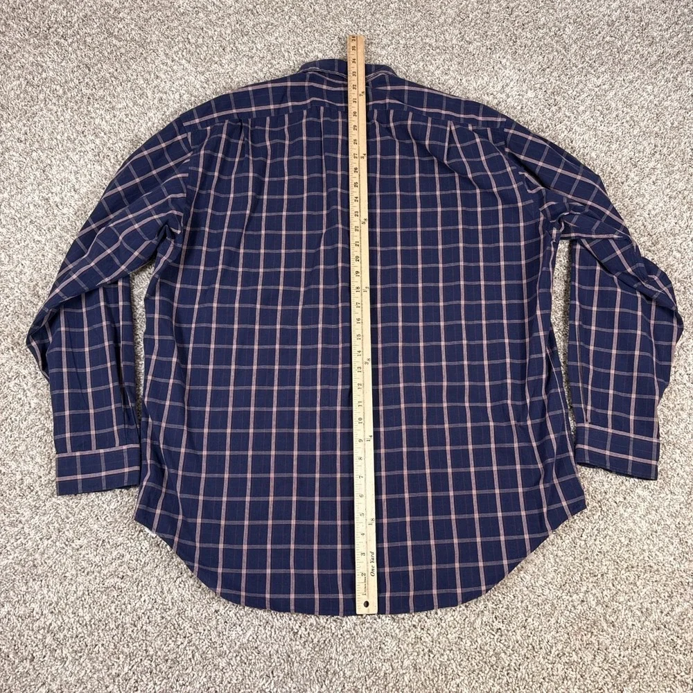 Polo Ralph Lauren Shirt Mens XL Navy Plaid Marlowe 100% Cotton Button Up Classic